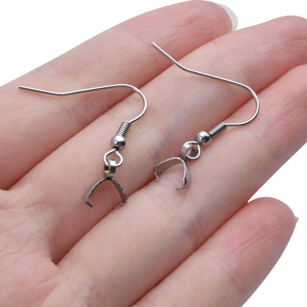 10/20Pcs Stainless Steel Dangle French Earring Wire Hook Earwire Pendant Clasp Ear Buckle Findings DIY Jewelry Making Supplies
