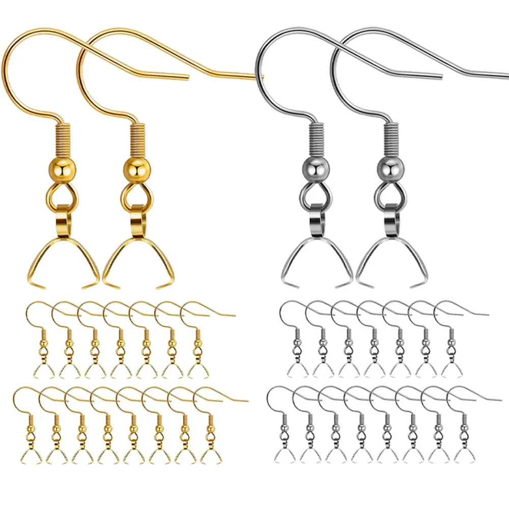 10/20Pcs Stainless Steel Dangle French Earring Wire Hook Earwire Pendant Clasp Ear Buckle Findings DIY Jewelry Making Supplies