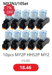 MY2P HH52P MY2NJ DPDTMiniature Coil Generalelectromagnetic intermediate relay switch withSocket Base LED AC 110V 220V DC 12V 24V