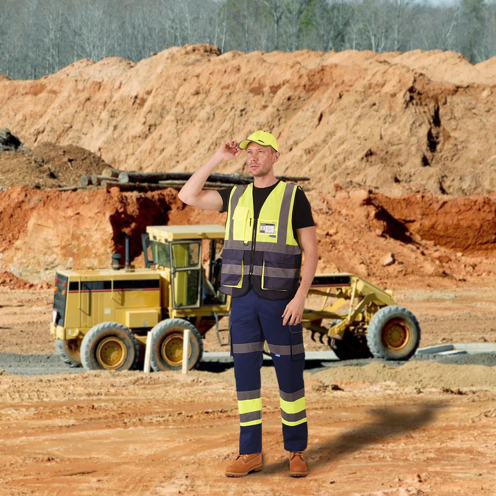 AYKRM High Visibility Reflective Vest Safety Zip Pocket Hi Viz Security Waistcoats Multi Customized Logo Construction