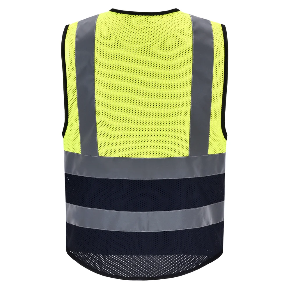 AYKRM High Visibility Reflective Vest Safety Zip Pocket Hi Viz Security Waistcoats Multi Customized Logo Construction