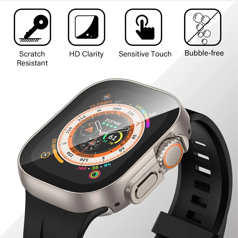 Cover For Apple Watch Ultra 3 4 Case 49mm Accessories PC Shockproof Bumper+Tempered Glass Screen Protector iwatch Series Ultra 2