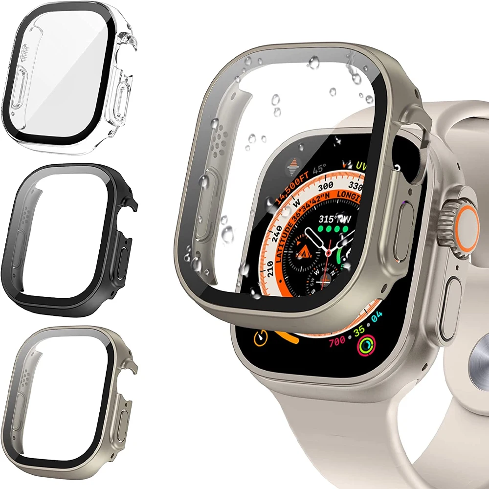 Cover For Apple Watch Ultra 3 4 Case 49mm Accessories PC Shockproof Bumper+Tempered Glass Screen Protector iwatch Series Ultra 2