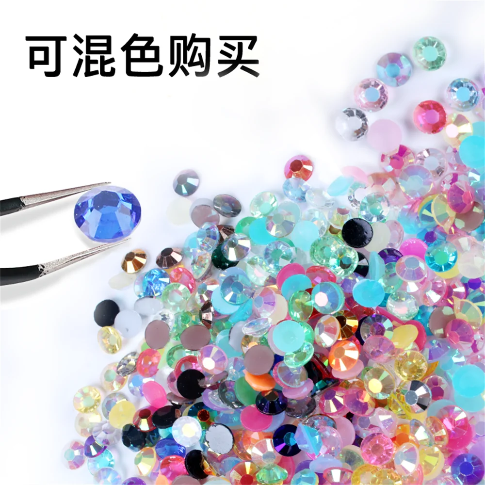 1000-10000pcs Jelly Color AB Color 2mm,3mm,4mm,5mm,6mm, Facets FlatBack Resin Rhinestone Nail Art Garment Decoration Stones