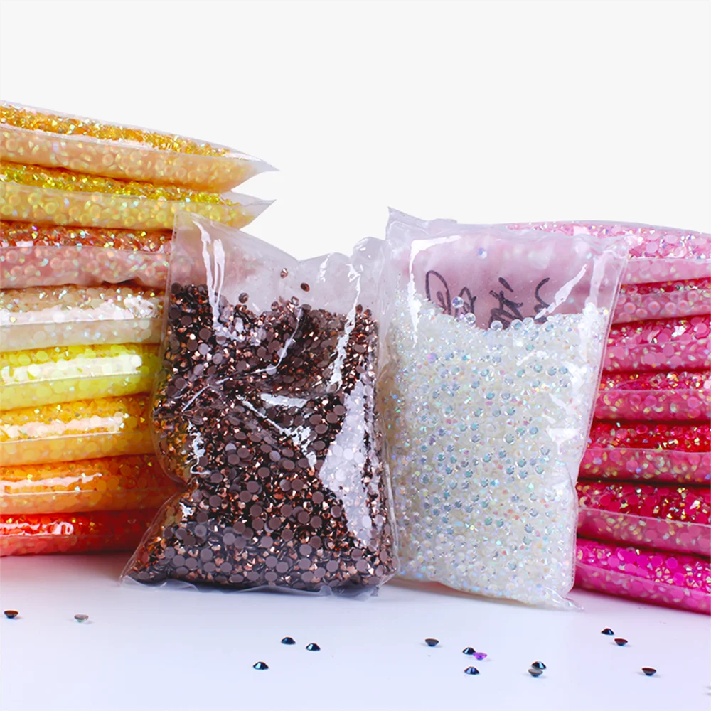 1000-10000pcs Jelly Color AB Color 2mm,3mm,4mm,5mm,6mm, Facets FlatBack Resin Rhinestone Nail Art Garment Decoration Stones