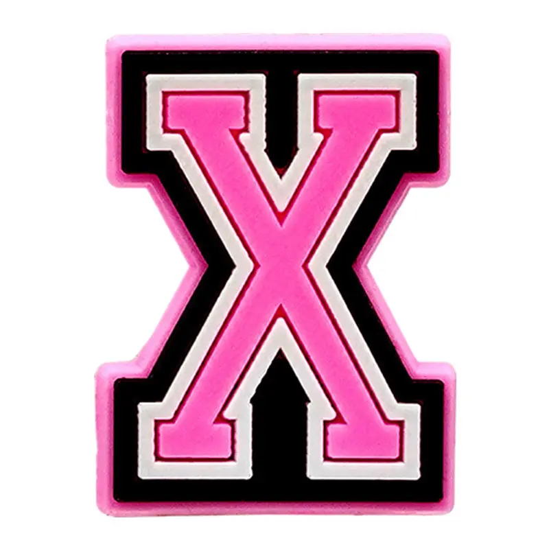 Pink Letter Shoe Charms for Crocs Accessories Women Clogs Pins Men Badge Kids Jeans Girls Decorations Buckle Shoes Accessories