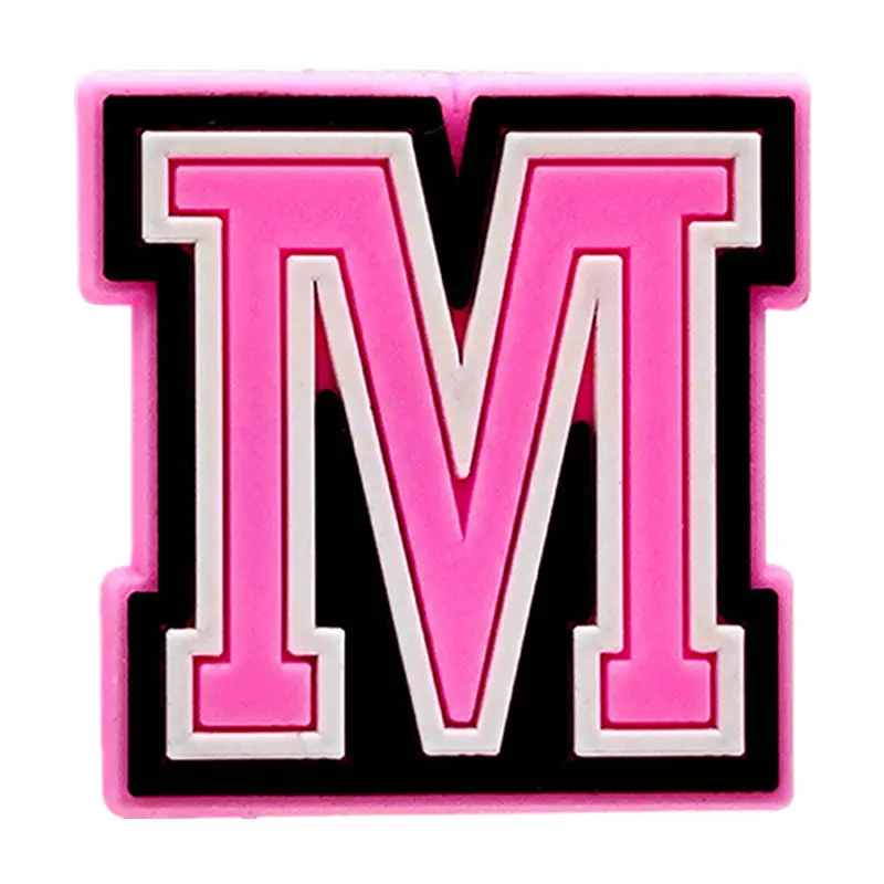 Pink Letter Shoe Charms for Crocs Accessories Women Clogs Pins Men Badge Kids Jeans Girls Decorations Buckle Shoes Accessories