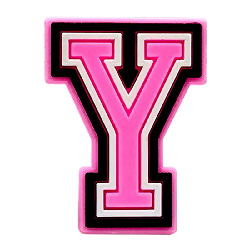 Pink Letter Shoe Charms for Crocs Accessories Women Clogs Pins Men Badge Kids Jeans Girls Decorations Buckle Shoes Accessories