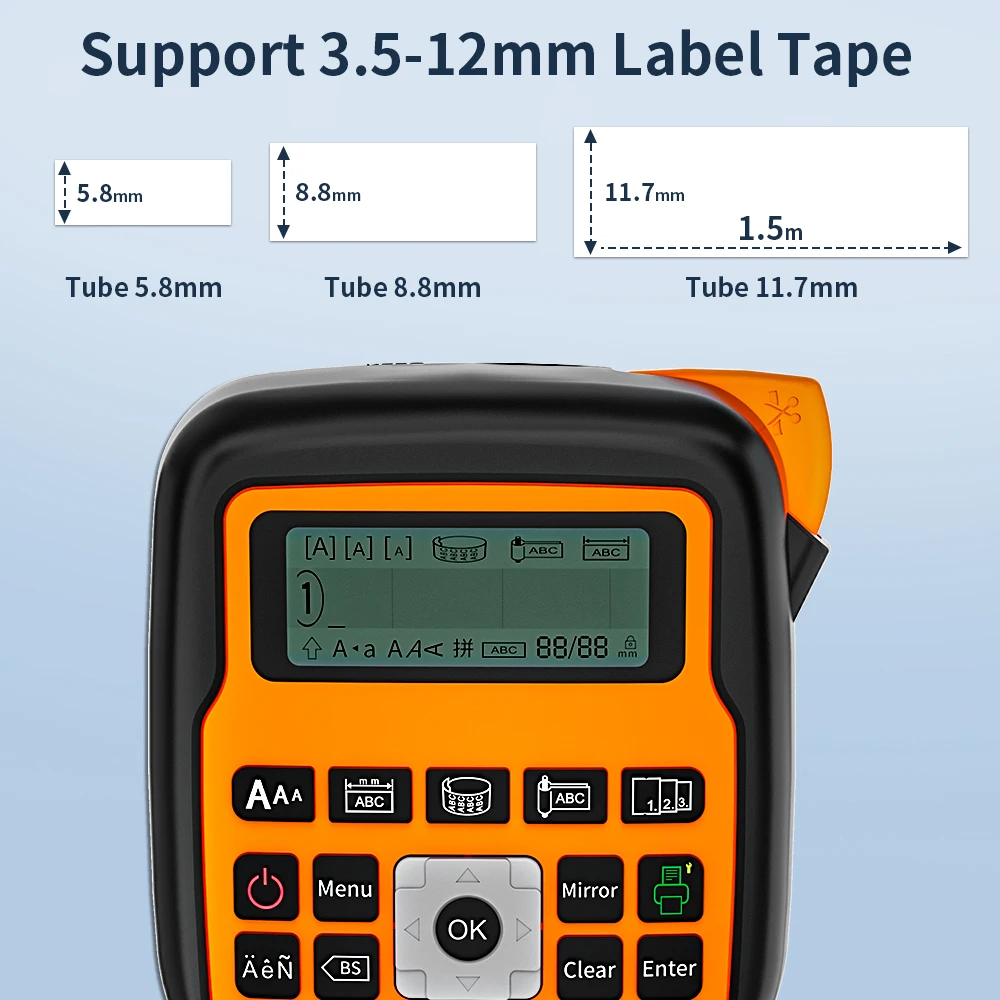 Support Russisan Keyboard E1000 Pro Portable Printer Sticky Label Maker Compatible for Brother P-touch AHS TZE-231
