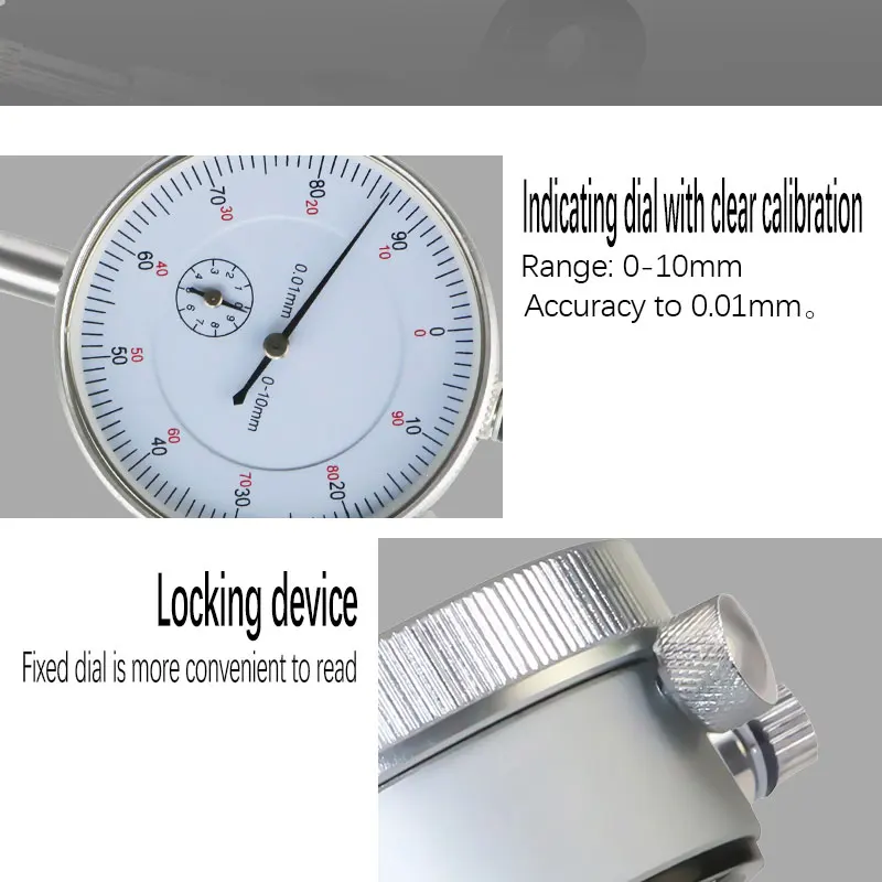 Precision 0.01mm Dial Indicator Gauge 0-10mm Meter Precise 0.01mm Resolution Indicator Gauge Mesure Instrument Tool Dial Gauge