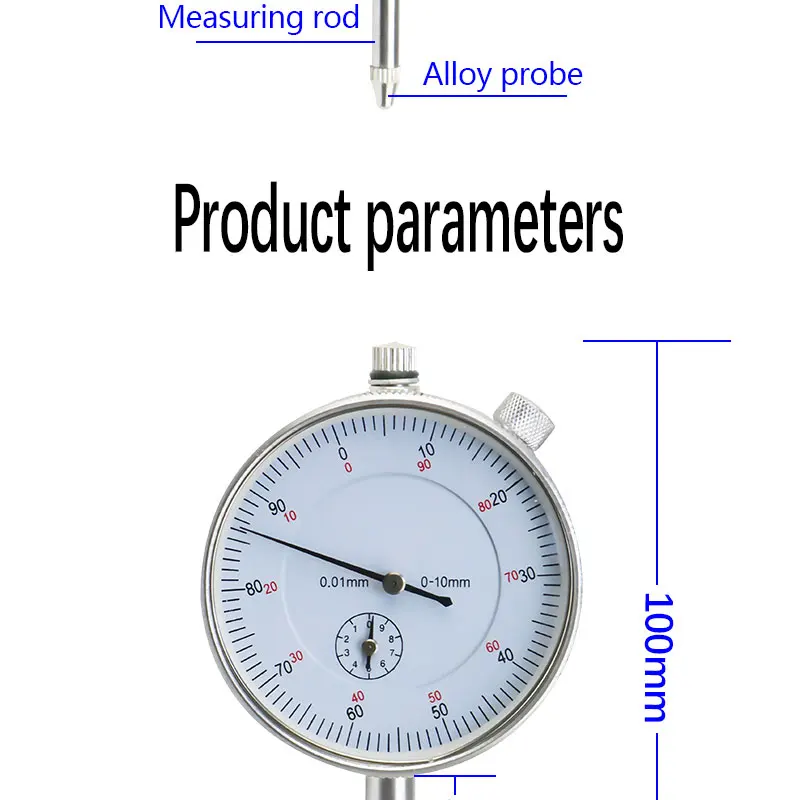 Precision 0.01mm Dial Indicator Gauge 0-10mm Meter Precise 0.01mm Resolution Indicator Gauge Mesure Instrument Tool Dial Gauge