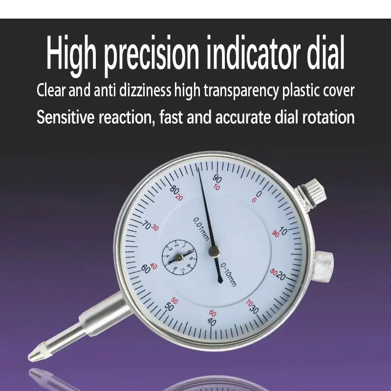 Precision 0.01mm Dial Indicator Gauge 0-10mm Meter Precise 0.01mm Resolution Indicator Gauge Mesure Instrument Tool Dial Gauge