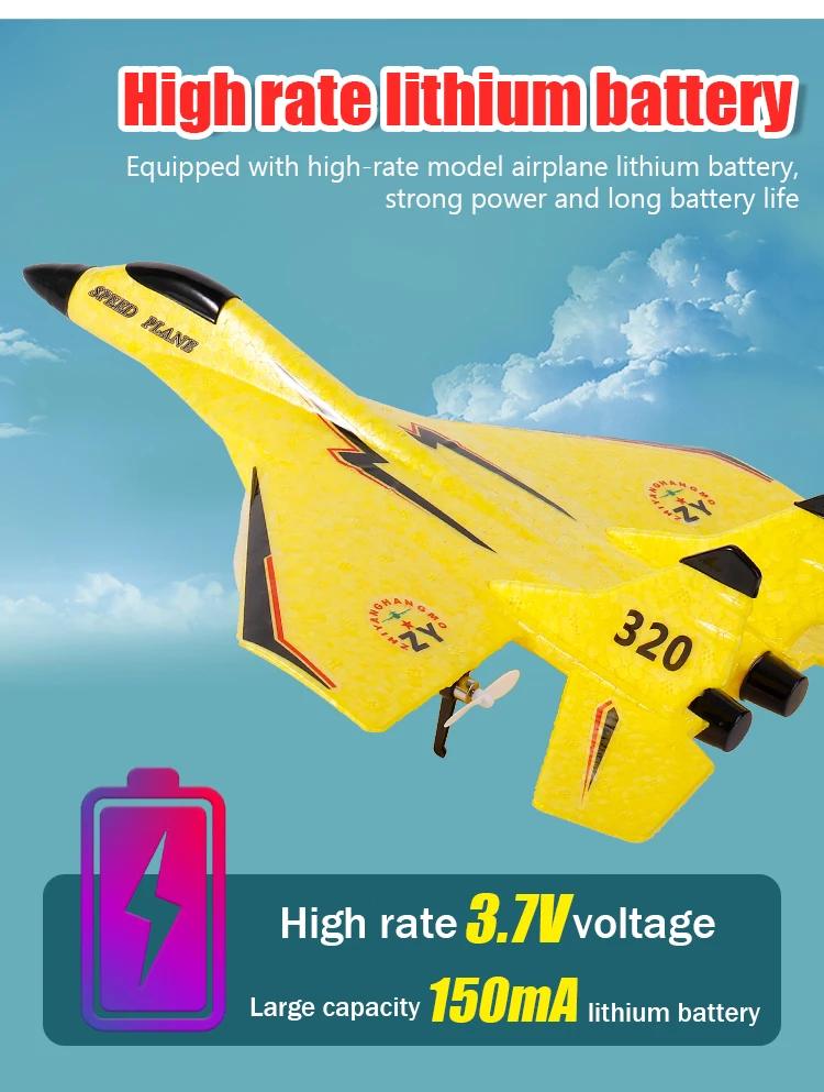Parkten 2.4G 2CH Glider RC Ariplane P320 Fixed Wing Fighter Aircra Hand Throwing Foam Outdoor Toys For Boys Birthday Gift