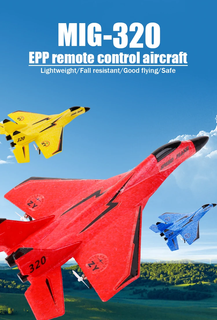 Parkten 2.4G 2CH Glider RC Ariplane P320 Fixed Wing Fighter Aircra Hand Throwing Foam Outdoor Toys For Boys Birthday Gift