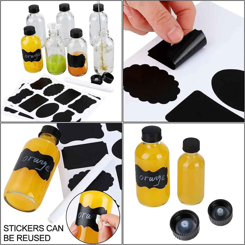 2oz Small Clear Glass Bottles with Lids for Liquids, Tiny Short Jars with Caps Mini Glass Juice Bottles for Potion, Ginger Shots
