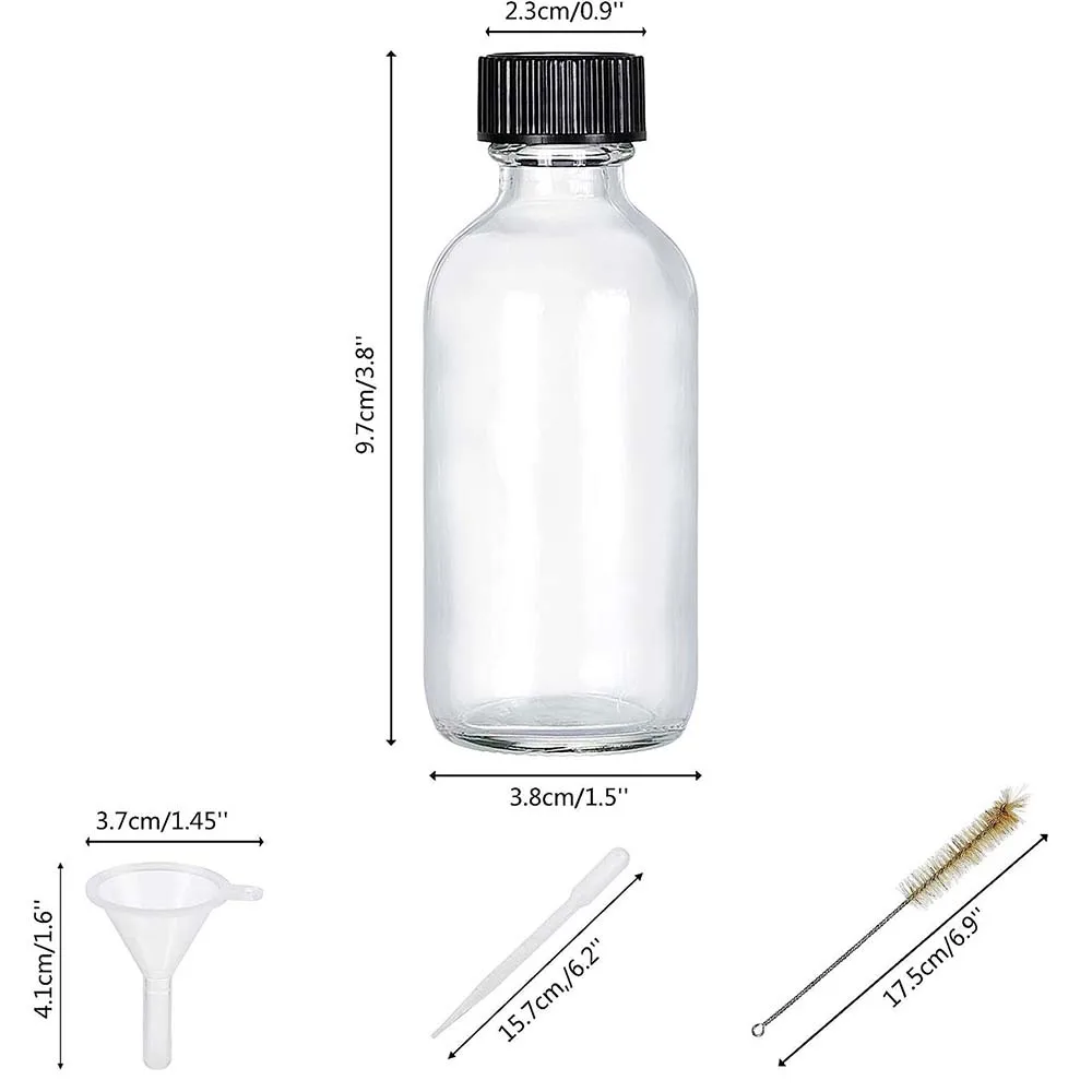 2oz Small Clear Glass Bottles with Lids for Liquids, Tiny Short Jars with Caps Mini Glass Juice Bottles for Potion, Ginger Shots