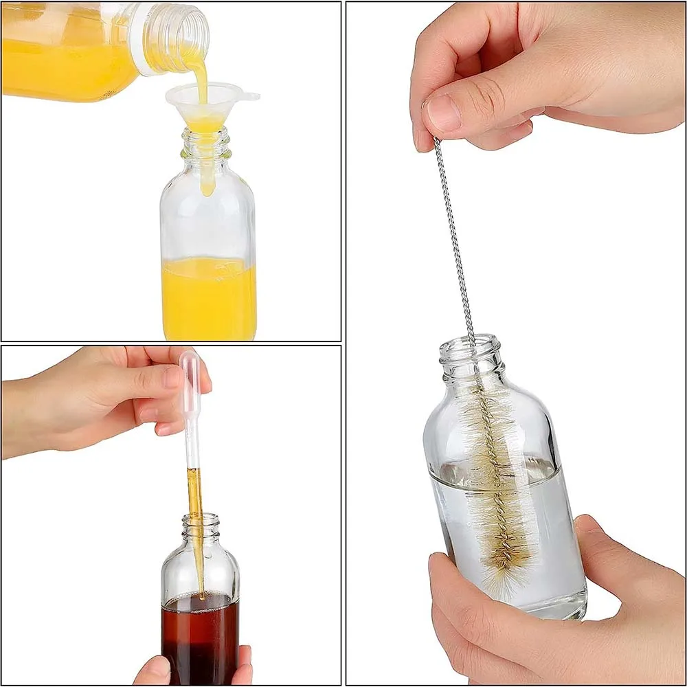 2oz Small Clear Glass Bottles with Lids for Liquids, Tiny Short Jars with Caps Mini Glass Juice Bottles for Potion, Ginger Shots