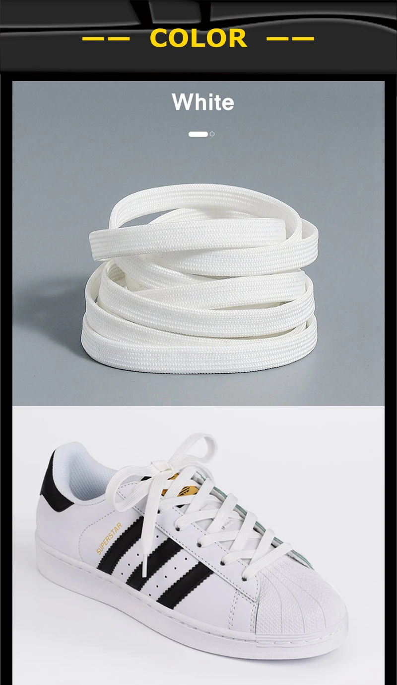 1 Pair Black White Shoe Laces Flat Double Woven Anti-slip Polyester Shoelaces Sports Casual White Shoes Classic Shoelace