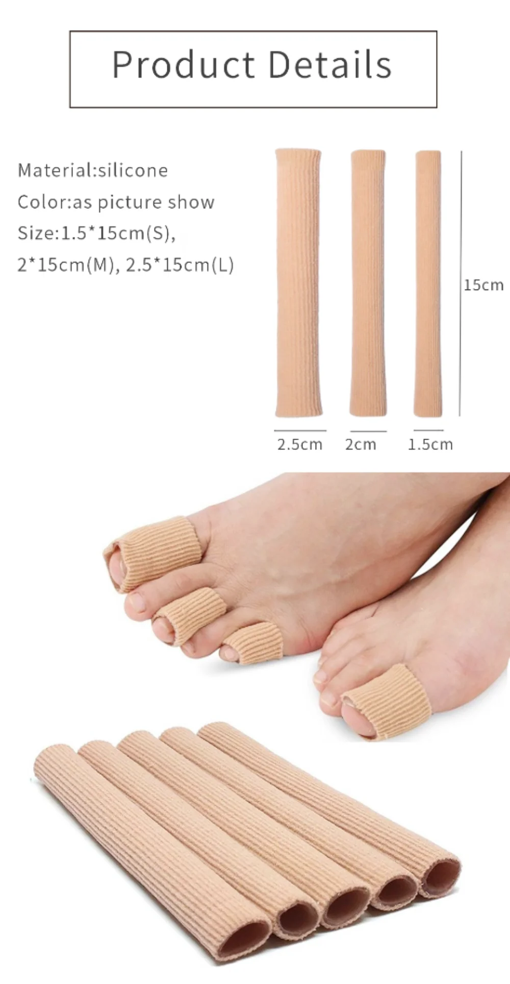 1Pcs S/M/L Fabric Toe Separator Finger Protector Applicator Corn Callus Remover Bunion Corrector Pedicure Tools Tube Foot Care