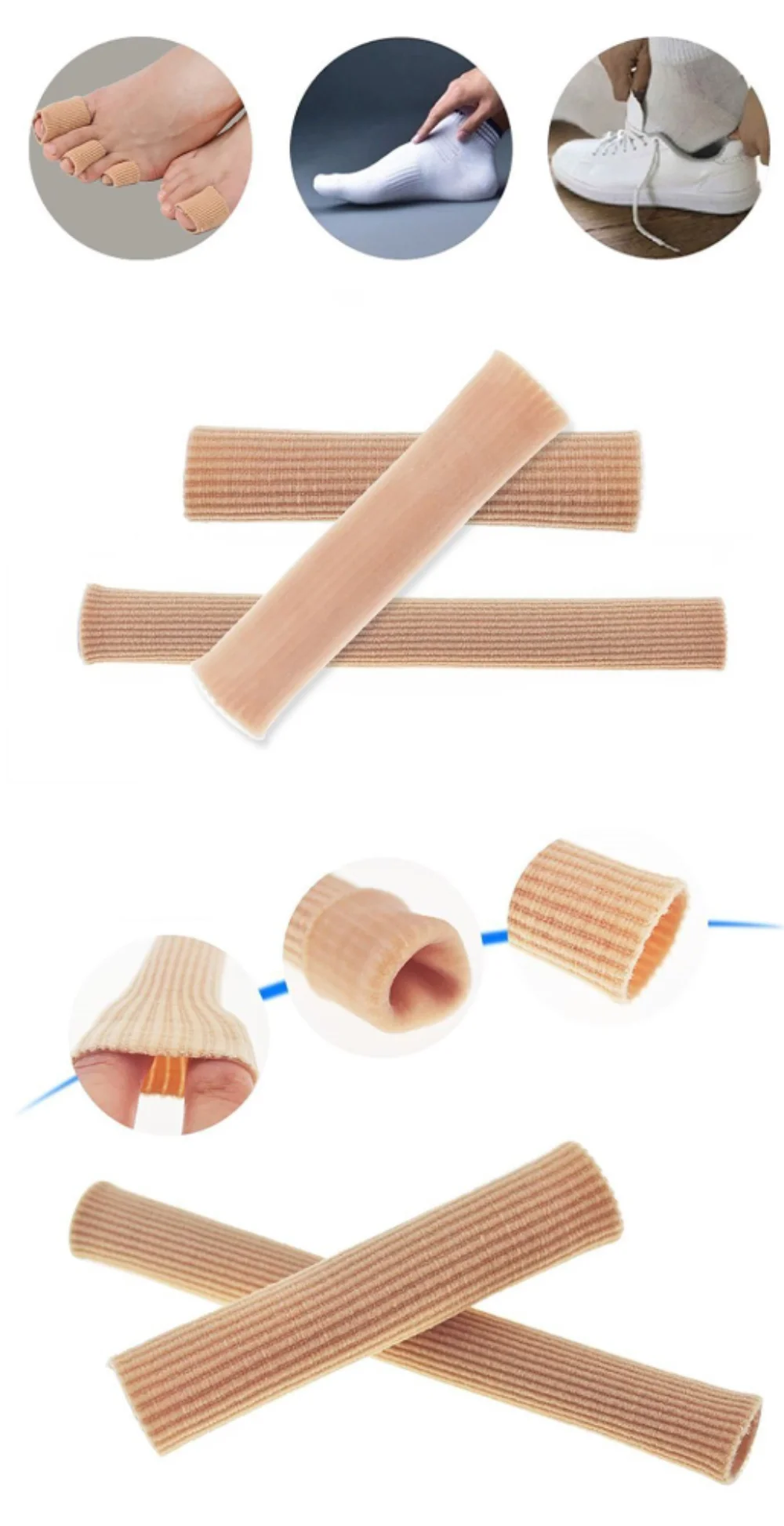 1Pcs S/M/L Fabric Toe Separator Finger Protector Applicator Corn Callus Remover Bunion Corrector Pedicure Tools Tube Foot Care