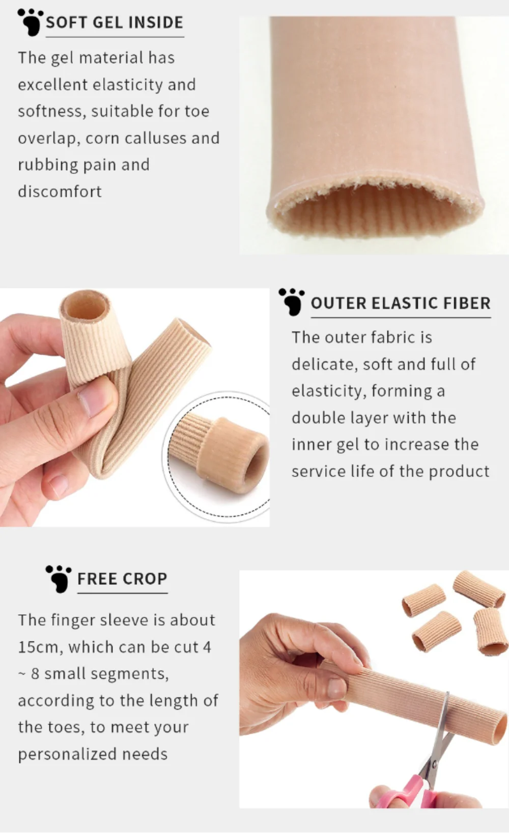 1Pcs S/M/L Fabric Toe Separator Finger Protector Applicator Corn Callus Remover Bunion Corrector Pedicure Tools Tube Foot Care