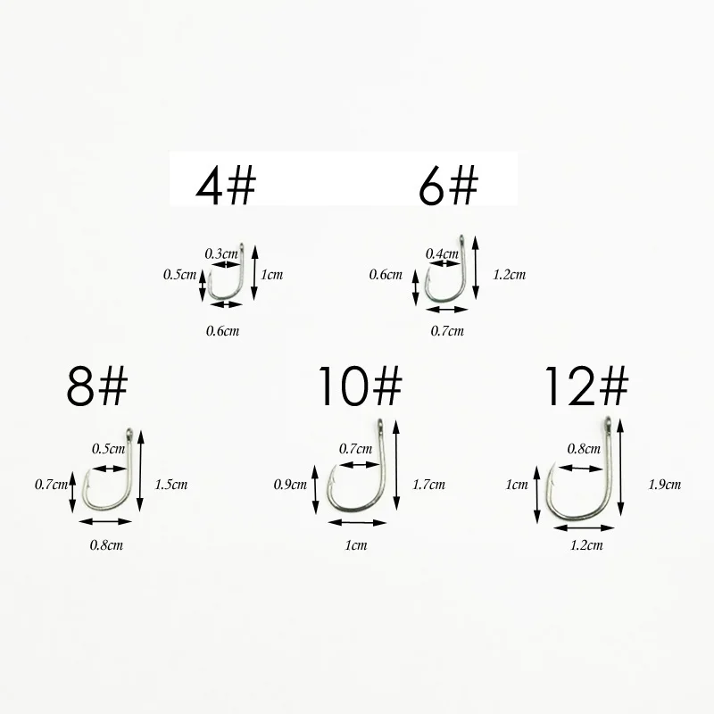 100pcs/box #3~12 High Carbon Steel Fishing Hooks Pack with Hole Fishing Hooks Circle Black Barbed Hooks