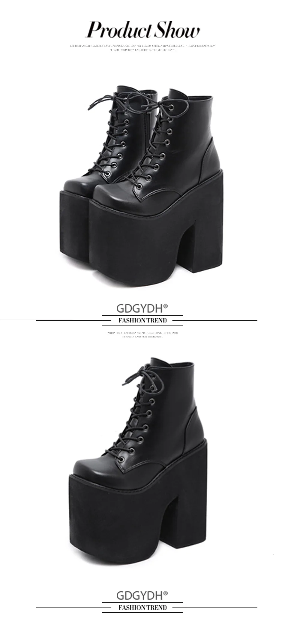 Gdgydh Women's Y2K Style Short Boots Square Closed Toe Lace Up Platform Boots High Chunky Heels Fashion Solid Color Shoes