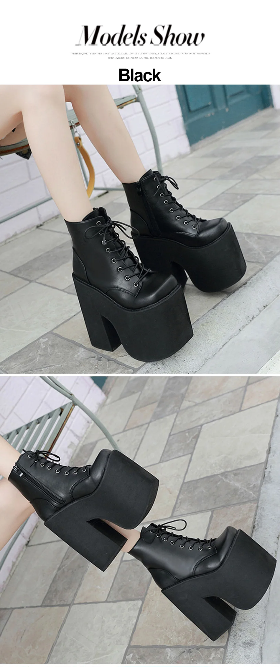 Gdgydh Women's Y2K Style Short Boots Square Closed Toe Lace Up Platform Boots High Chunky Heels Fashion Solid Color Shoes