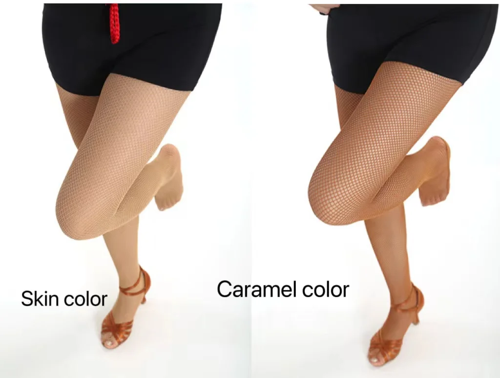 Professional Hard Mesh Tights Latin Dance Fishnet Stockings Competition Special Pantyhose Sole Non Slip Bone Line Oxford Socks