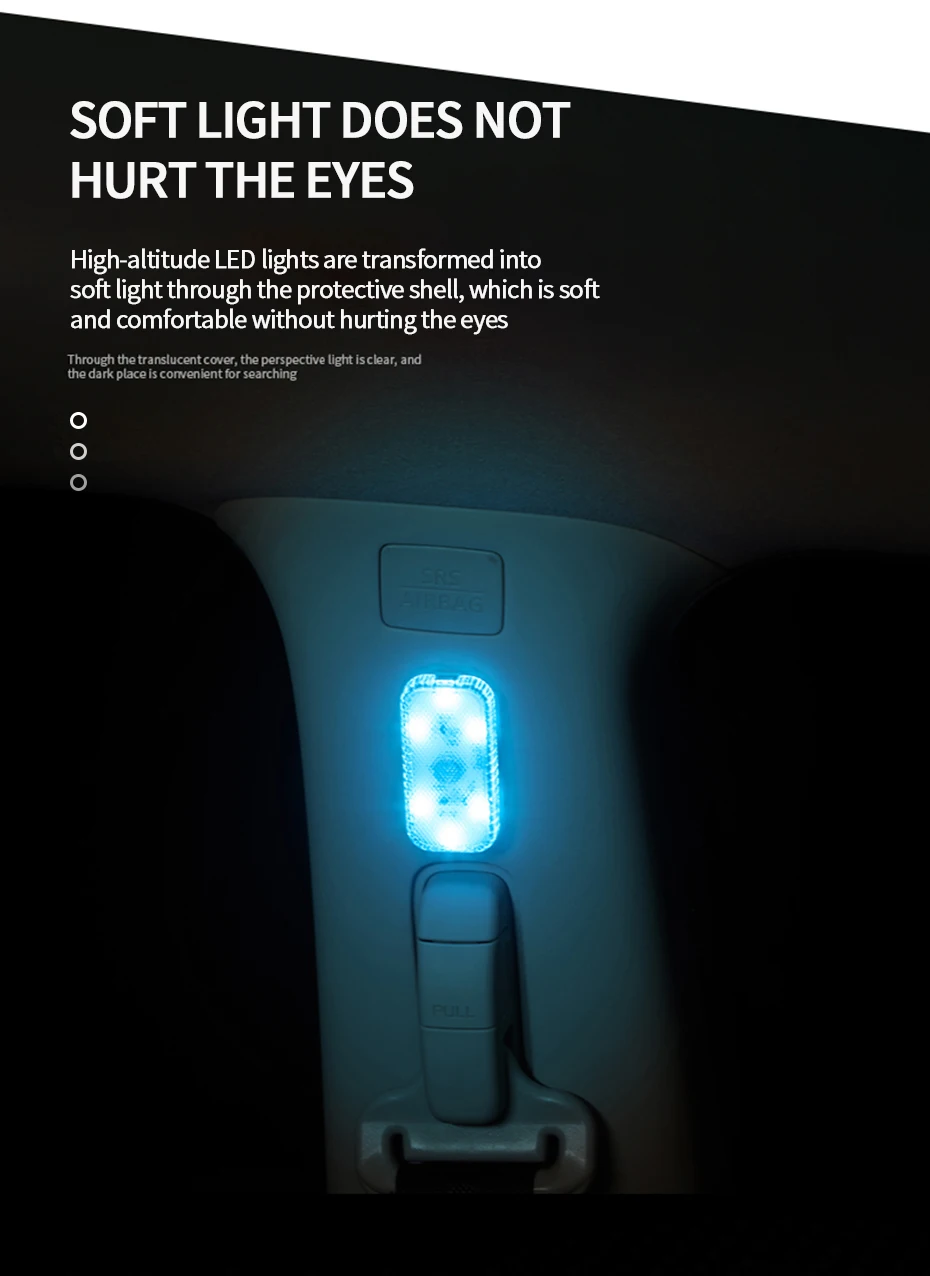 BLALION LED Interior Light Lamp Magnetic Wireless Touch Light Auto Roof Ceiling Reading Lamp for Trunk Storage Box USB Charging