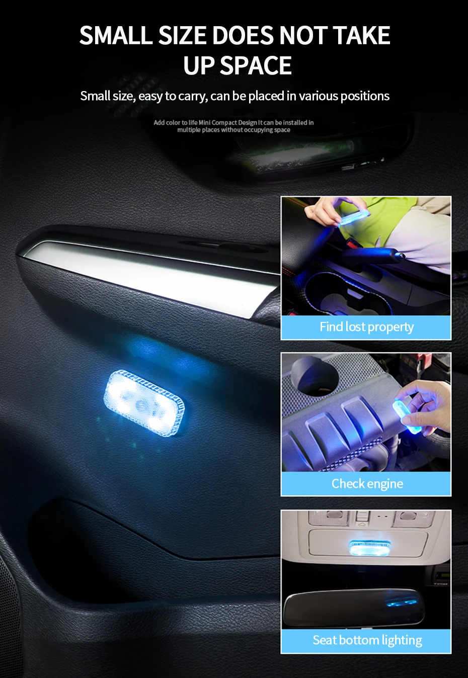 BLALION LED Interior Light Lamp Magnetic Wireless Touch Light Auto Roof Ceiling Reading Lamp for Trunk Storage Box USB Charging