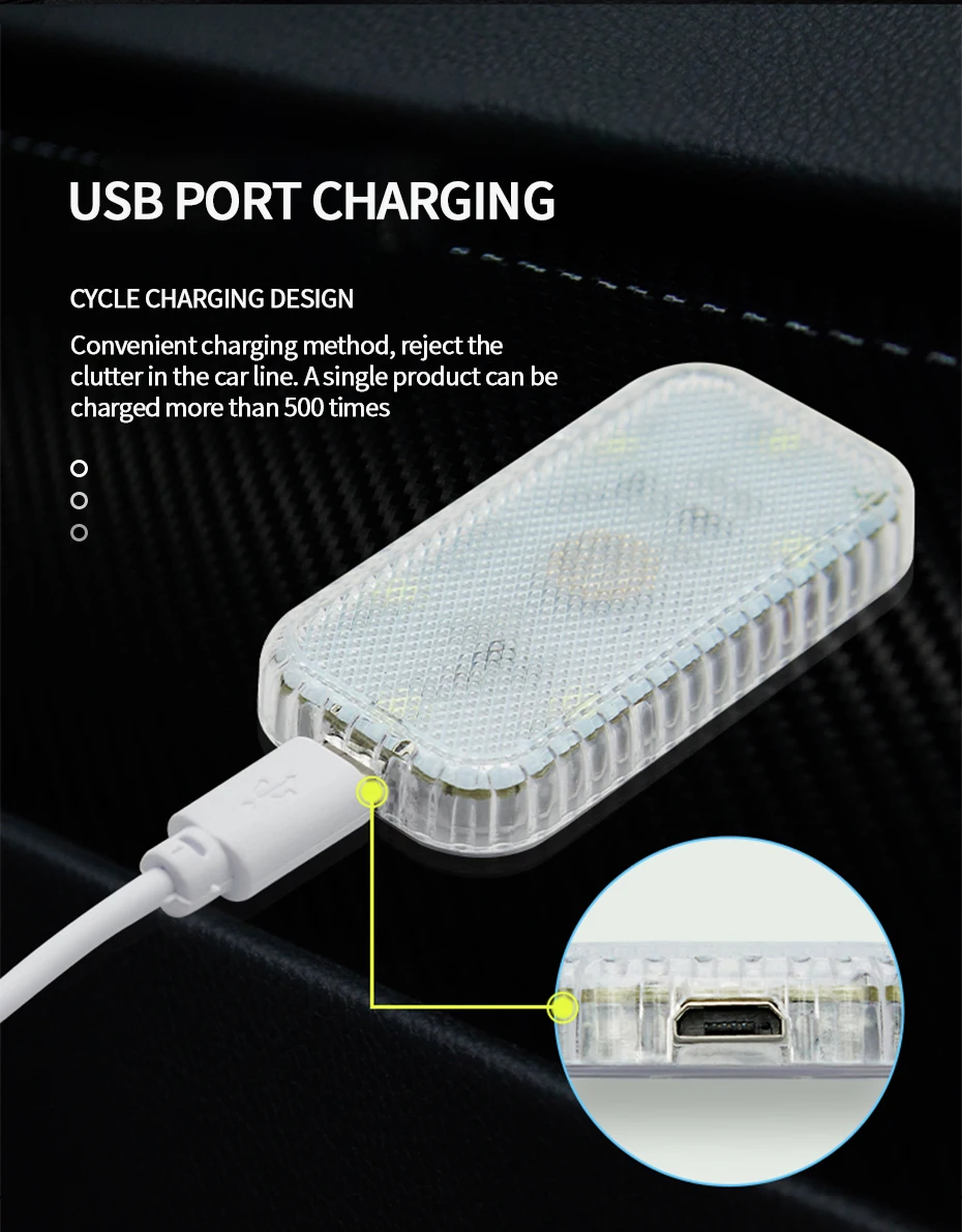 BLALION LED Interior Light Lamp Magnetic Wireless Touch Light Auto Roof Ceiling Reading Lamp for Trunk Storage Box USB Charging