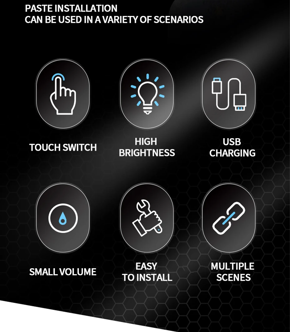 BLALION LED Interior Light Lamp Magnetic Wireless Touch Light Auto Roof Ceiling Reading Lamp for Trunk Storage Box USB Charging