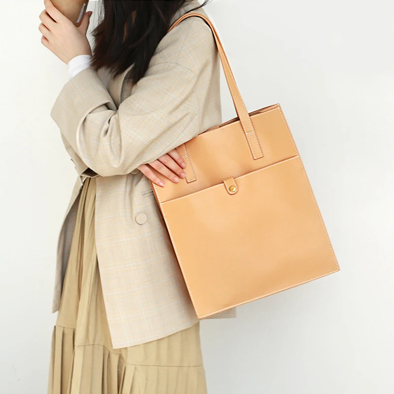 Women Tote Bag Luxurious Genuine Leather Handbag Female Soft First Layer Cowhide Leather Shoulder Bag for Colleague Girls