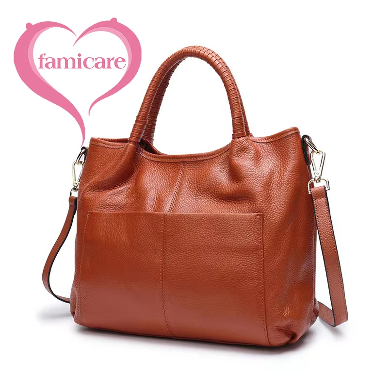 Women Tote Bag Luxurious Genuine Leather Handbag Female Soft First Layer Cowhide Leather Shoulder Bag for Colleague Girls