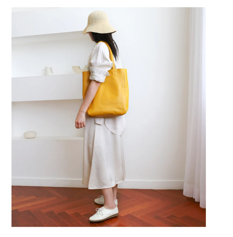 Women Tote Bag Luxurious Genuine Leather Handbag Female Soft First Layer Cowhide Leather Shoulder Bag for Colleague Girls