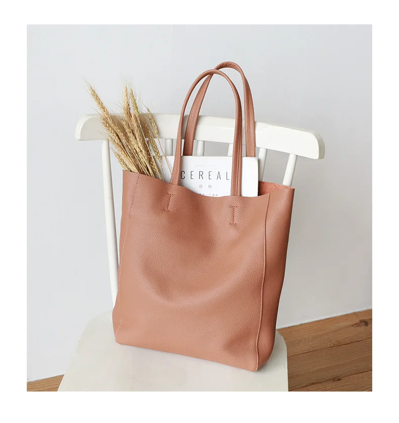Women Tote Bag Luxurious Genuine Leather Handbag Female Soft First Layer Cowhide Leather Shoulder Bag for Colleague Girls