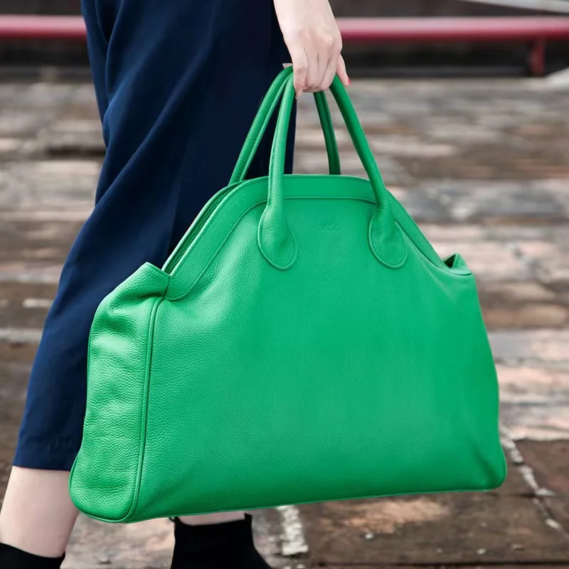 Women Tote Bag Luxurious Genuine Leather Handbag Female Soft First Layer Cowhide Leather Shoulder Bag for Colleague Girls