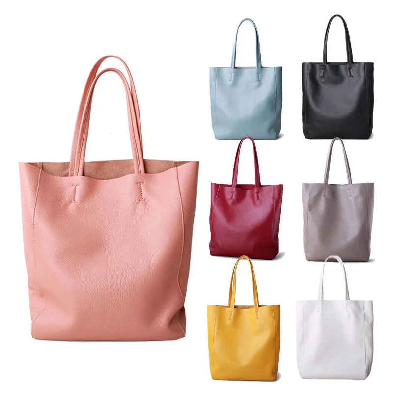 Women Tote Bag Luxurious Genuine Leather Handbag Female Soft First Layer Cowhide Leather Shoulder Bag for Colleague Girls
