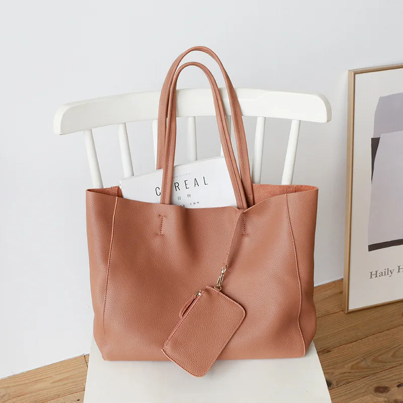 Women Tote Bag Luxurious Genuine Leather Handbag Female Soft First Layer Cowhide Leather Shoulder Bag for Colleague Girls