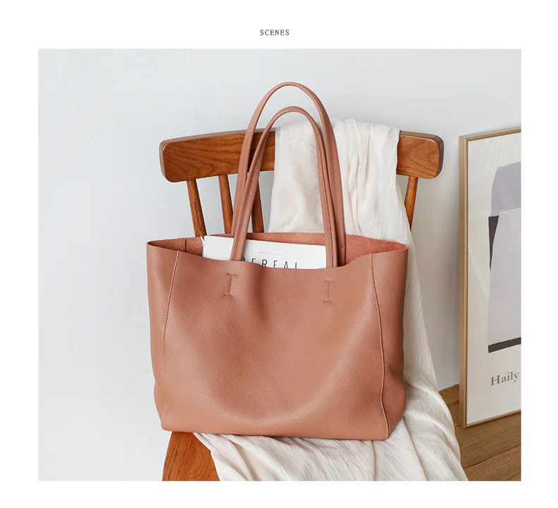Women Tote Bag Luxurious Genuine Leather Handbag Female Soft First Layer Cowhide Leather Shoulder Bag for Colleague Girls