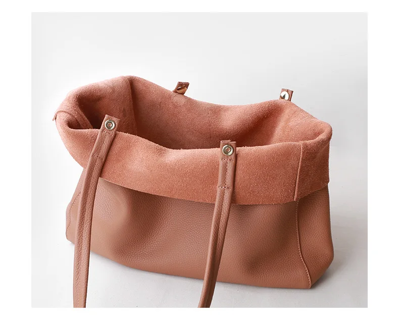 Women Tote Bag Luxurious Genuine Leather Handbag Female Soft First Layer Cowhide Leather Shoulder Bag for Colleague Girls