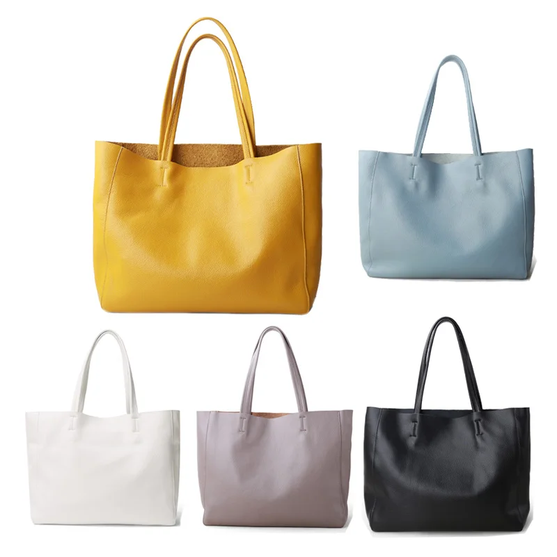Women Tote Bag Luxurious Genuine Leather Handbag Female Soft First Layer Cowhide Leather Shoulder Bag for Colleague Girls