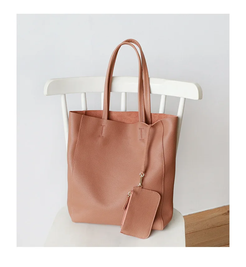 Women Tote Bag Luxurious Genuine Leather Handbag Female Soft First Layer Cowhide Leather Shoulder Bag for Colleague Girls