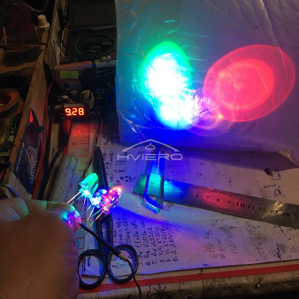 50Pcs 10mm Round Top Super Bright Lamp Beads Clear Emitting Diode LED White Red Green Blue Yellow UV Pink Orange Dome Light Bulb