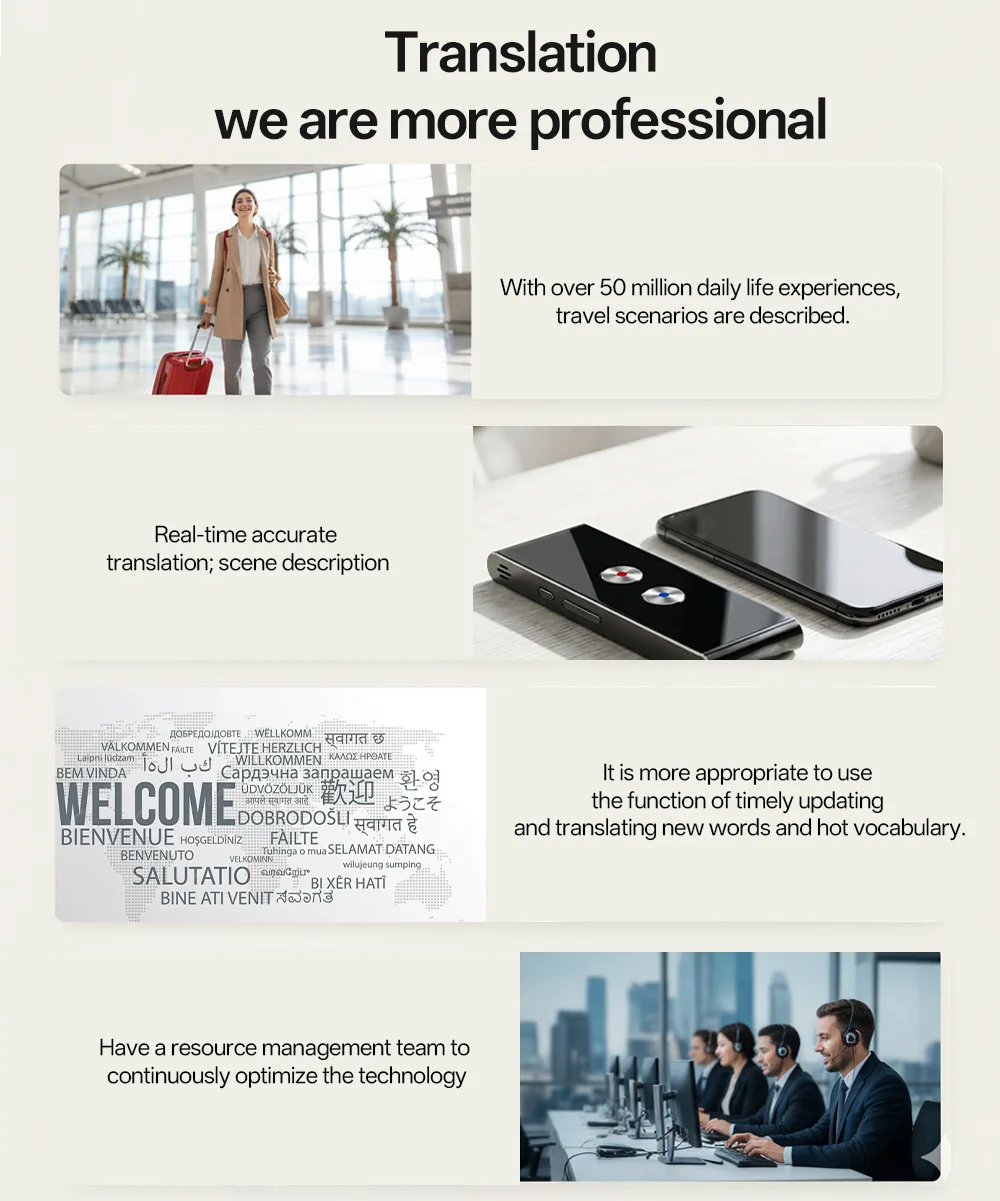 Portable Smart Voice Translator T4 T8 131 Languages Real-Time Translation Bluetooth Photo Translation Device