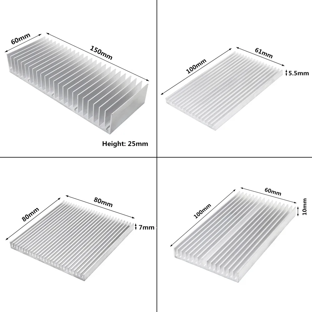 Aluminum Heatsink Extruded Heat Sink for LED Electronic PCB CHIP Heat Dissipation Cooling Cooler