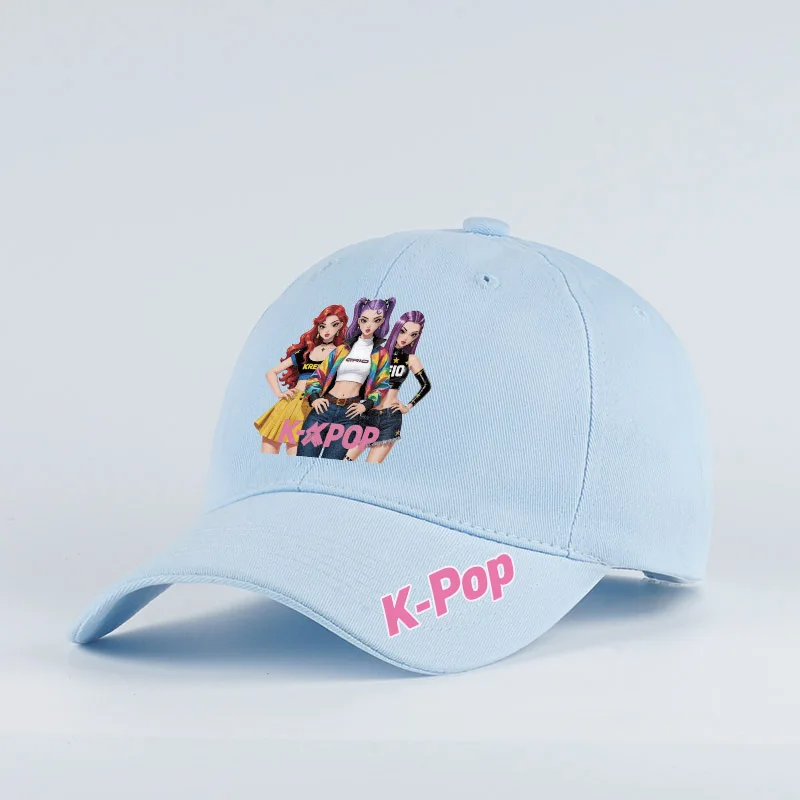 K-Pop Anime Girl Print Black Baseball Cap Adjustable Unisex Korean Music Fan Casual Hat