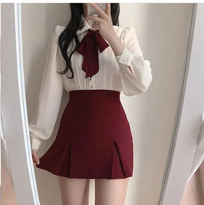 2025 Woman Cute Sweet Girls Thin Semi Transparent Ribbon Bow Tie Retro Vintalge Top Blusas Purple Green White Button Shirts