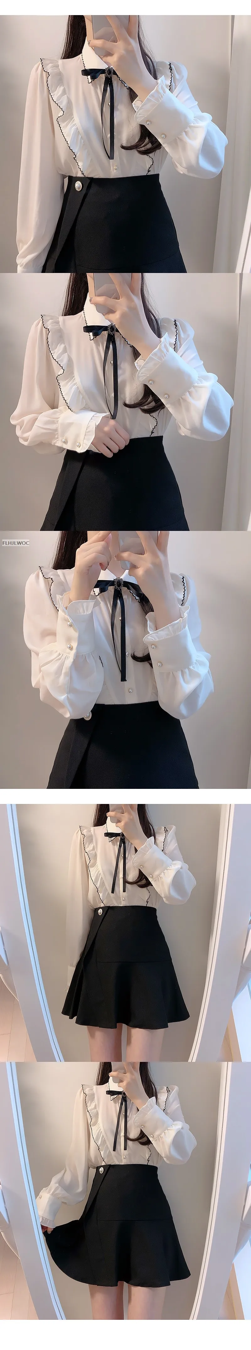 2025 Woman Cute Sweet Girls Thin Semi Transparent Ribbon Bow Tie Retro Vintalge Top Blusas Purple Green White Button Shirts